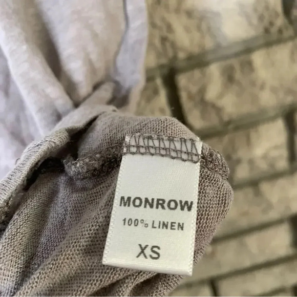 Monrow Oversized Linen V Neck Tee Shirt Top - Picture 3 of 8